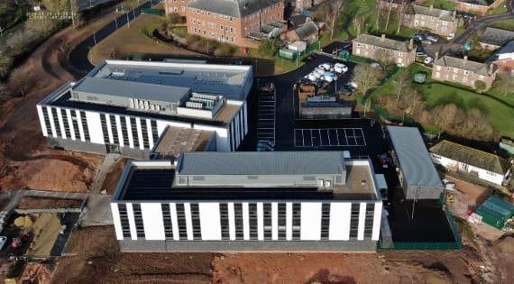 aerial shot of building