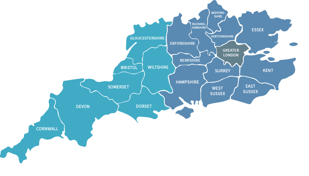 Map of the South of England